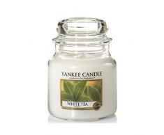 Yankee Candle 1507735E Classic-White Tea Duftkerze Glas 9,50 x 9,50 x 13,80 cm, pastell-gelb