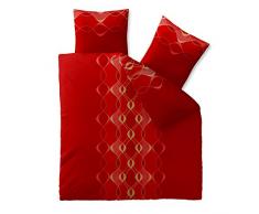 CelinaTex Fashion Bettwäsche 200 x 200 cm 3teilig Baumwolle Lara Wellen Rot Gold