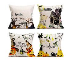 Royalours Kissenbezüge aus Baumwolle und Leinen, Motiv Merry Christmas, Rot / Grün kariert, Kissenbezug, Rentier, Weihnachtsbaum, Heimdekoration, 45,7 x 45,7 cm 18 x 18 Halloween Y