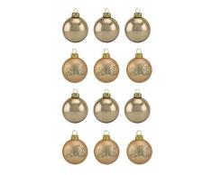 ThÃ¼ringer Glas Design A012-0606-1340 12 teilig Glas-Sortiment, je 6 Kugeln 6 cm Uni und deko, Dekor Kerze, Gold Glanz/matt