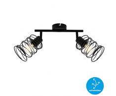 Briloner Leuchten Spotleuchte, Deckenspot 2-flammig, Deckenlampe retro, vintage, Strahler dreh-und schwenkbar, Black Steel, 2xE14, max. 40 Watt, Metall, Schwarz