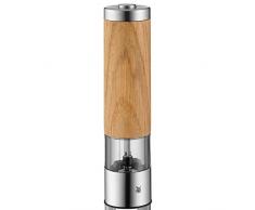 WMF Ceramill Elektrische Salz und Pfeffermühle Mühle, unbefüllt, Eichenholz, Cromargan Edelstahl, Keramikmahlwerk, H 21,5 cm