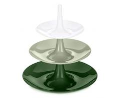 koziol BABELL Etagere, Servierplatte, Serviertablett, Servierständer, Kuchen, Cupcakes, Kunststoff, Cotton White/Eucalyptus Forest Green, L