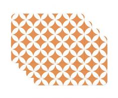 Venilia Tischset Platzset für Esszimmer Eliott Vintage, 4er Set abwischbar Polypropylen, lebensmittelecht, 45 x 30 cm, 4 Stück, 59054, Kunststoff, Raute Orange, Motive, 4