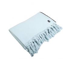 Sunny-Decke – weiche, leichte Decke aus Baumwolle für Sofa, Terrasse und Garten – Plaid mit Fransen - 160x200 cm – 515 water – von ’zoeppritz since 1828’