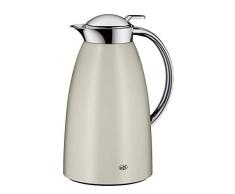 alfi 3561.294.100 Isolierkanne Gusto, Edelstahl Silver Lining Matt 1,0 l, Absolut dicht, zerlegbarer Verschluss, 12 Stunden heiß, 24 Stunden kalt