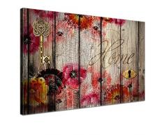 LANA KK - Leinwandbild Home Braun abstraktes Design auf Echtholz-Keilrahmen – Fotoleinwand-Kunstdruck in braun, einteilig & fertig gerahmt in 100x70cm