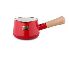 Honeyware 87058 Solid Line Stielkasserolle aus Emaille, Durchmesser 12 cm, 0,75 L, dunkelgrün, für alle Herdarten inklusive Induktion