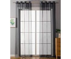 2er Set Ösenvorhänge Transparent »Uni« Gardine HxB 225x140 cm Schwarz Stores Vorhang Ösen Bleibandabschluß Wohnzimmer, 20332-cn2