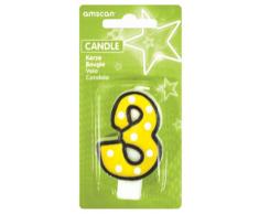 Amscan Nummer 3 Partei Kerze Geburtstag, mit Punkten, Schwarz