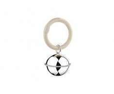 Rassel Ball Perlrand am Ring 9x5,5x3,5cm B90 schwer versilbert