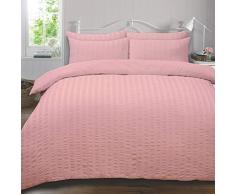 Highams Seersucker Bettwäsche-Set, Bettbezug und Kissenbezug, für King-Size-Bett, Blush Pink, Material Polyester, 50% Baumwolle