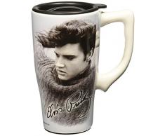 Spoontiques 12108 Elvis Legend Travel Mug Becher, keramik, weiß