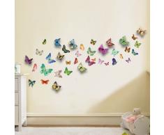 Walplus - Wand Sticker Aufkleber Papier Kunst Dekoration 3D Bunte Schmetterlinge