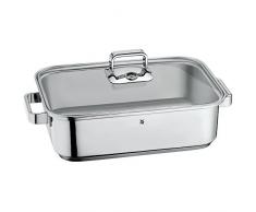 WMF Vitalis Bräter, rechteckig, mit Glasdeckel, Garthermometer, Cromargan Edelstahl poliert, induktionsgeeignet, 41 x 27 x 10 cm, 6,5l