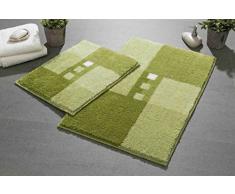 Linea Due Badteppich 100% Polyacryl, ultra soft, rutschfest, ÖKO-TEX-zertifiziert, 5 Jahre Garantie, MERKUR, Set 2-teilig o.A. 2 SET, grün
