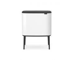 Brabantia BO Touch Bin 11 Plus 23 L Abfalleimer, Metall, Weiß, 23 Liter