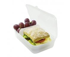 Rotho Fun Vesperdose mit herausnehmbarer Trennwand, Kunststoff (BPA -frei), transparent, Gr. S / 0.9 Liter (17,7 x 12,9 x 6 cm)