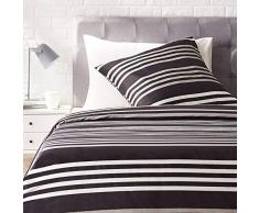 AmazonBasics - Bettwäsche-Set, Satin - 135 x200 cm / 80 x 80 cm x 1, Multi-Streifen