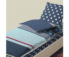 Blau Câlin caradou Kinder Bettwäsche 4 teilig Bettbezug inklusive, Baumwolle, Marineblau, 90 x 190 cm