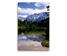Premium Textil-Leinwand 50 x 75 cm Hoch-Format Ferchensee mit Karwendelgebirge | Wandbild, HD-Bild auf Keilrahmen, Fertigbild auf hochwertigem Vlies, Leinwanddruck von N N