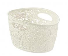 CURVER Korb, Fassungsvermögen 7 Liter, Spitzeneffekt, Vintage-Stil, Weiß