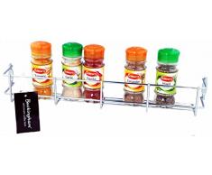Buckingham 1 Etage Gewürz- und Kräuter Rack-Wall montieren oder in der Küche Schrank Tür Aufbewahrung, stark Gauge verchromtem Draht Konstruktion. Premium Qualität, Metall, Silber, 40,5 x 6 x 6 cm