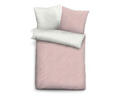 biberna Flanell Melange Uni Bettwäsche-Set, Baumwolle mit Markenreißverschluss, Rose, 1x 40x80 cm
