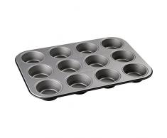 Zenker Energy Muffinblech, Form, Backform, Kuchenform, fÃ¼r 12 Muffins, Antihaft Classic, Silber/Anthrazit, L 38.5 cm, 6910, Stahlblech