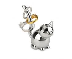 Umbra Zoola Katzen Ringhalter – Moderne Ringablage, Ideales Gastgeschenk, Metall / Silber