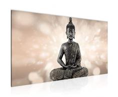 Bilder Buddha Feng Shui Wandbild Vlies - Leinwand Bild XXL Format Wandbilder Wohnzimmer Wohnung Deko Kunstdrucke Braun 1 Teilig - MADE IN GERMANY - Fertig zum Aufhängen 506612a