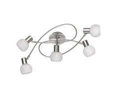 Reality Leuchten R60175007 Antibes A++ to E, Deckenleuchte, Metall, E14, Nickel matt/Chrom, 25 x 52 x 23 cm