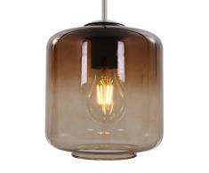 Briloner Leuchten - Pendelleuchte, Pendellampe mit Zylinderglas, Metall, Glas, max. 40 Watt, brauner Farbverlauf