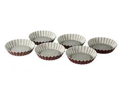 Dr. Oetker Torteletts Ø 10 cm, 6er Set, kleine Backformen für süße Küchlein, ausgezeichnete Wärmeleitung, zweifarbige Optik, (Farbe: grau/rot), Menge: 1 x 6er Set