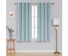 Deconovo velvet curtains for bedroom Samt Vorhänge Halbtransparent, Polyester, Hellblau, 183x117, 2
