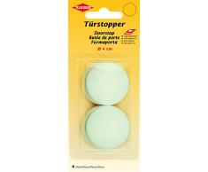 Kleiber 2 Stück Ø=4 cm Türstopper selbstklebend, Plastik, weiß, 15,9 x 6,7 x 2,2 cm