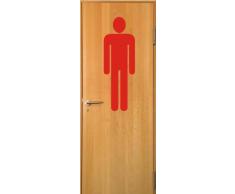 INDIGOS 4052166152112 Wandtattoo w702 Toilettenschild Zeichen Mann Wandaufkleber 120 x 39 cm, rot