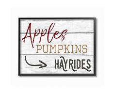 The Stupell Home Décor Collection Wandschild, Motiv Äpfel Kürbiss, Vintage-Stil, gerahmt, Giclée-Motiv, Holzwerkstoffe, Mehrfarbig, 27.94 x 3.81 x 35.56 cm