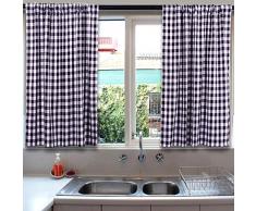 LGHome Gardinen Buffalo Karo, für Fenster, Küche, Fenster, Schwarz und Weiß, 91,4 x 91,4 cm, 2 Stück