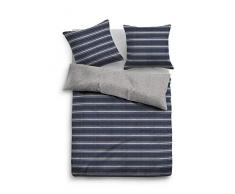 TOM TAILOR Unisex Heimtextilien & Bettware Gestreifte Wende-Bettwäsche Indigo/Indigo,135/200