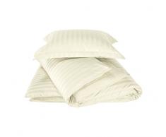 De Witte Lietaer Bettwäsche Zygo Bettbezug + 1 Kissenbezug mit Lenkrad gekämmte Baumwolle Elfenbein 140 x 220 cm