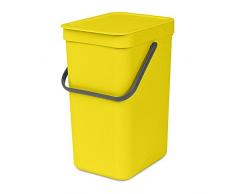 Brabantia 109768 Abfallbehälter Sort & Go, 12 L Abfalleimer, Plastik, gelb, 49 x 20 x 36.5 cm
