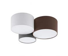 EGLO Deckenlampe Pastore, 3 flammige Textil Deckenleuchte, Material: Stahl, Stoff, Farbe: weiß, anthrazit braun, grau, Fassung: E27