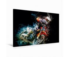 Calvendo Premium Textil-Leinwand 120 cm x 80 cm Quer Motocross | Wandbild, Bild auf Keilrahmen, Fertigbild auf Echter Leinwand, Leinwanddruck