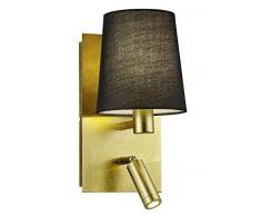 Trio Leuchten Marriot 271470279 Wandleuchte, Metall, Gold, Stoffschirm Schwarz
