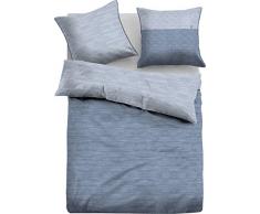 TOM TAILOR 0079777 Melange-Jersey Bettwäsche Garnitur mit Kopfkissenbezug mit Paspel (Baumwolle) 1x 155x200 cm + 1x 80x80 cm, Blasses Denim