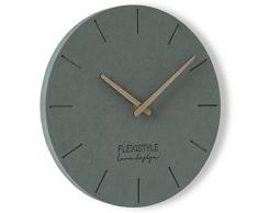FLEXISTYLE Wanduhr ohne tickgeräusche ECO Grau 30cm, Wohnzimmer, Schlafzimmer, in Europa hergestellt