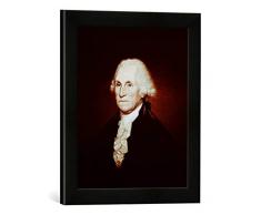 Gerahmtes Bild von Gilbert Stuart George Washington/Gemälde von Stuart, Kunstdruck im Hochwertigen handgefertigten Bilder-Rahmen, 30x40 cm, Schwarz Matt