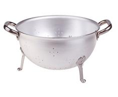 Pentole Agnelli Aluminium Profi 3 mm, Nudelsieb A DREI Füße mit Zwei Griffen 28 cm Silber/schwarz
