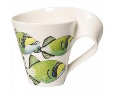 Villeroy & Boch NewWave Caffè Kaffeebecher Drückerfisch, 300 ml, Höhe: 11 cm, Premium Porzellan, Grün/Weiß
